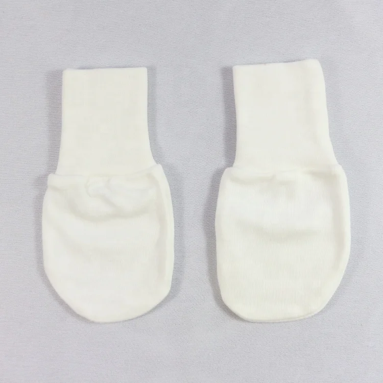 white infant mittens