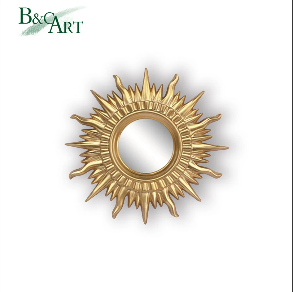 Factory European Style Large Size Classic PU Carved Gold Oval Gold Wall Mirror Frame