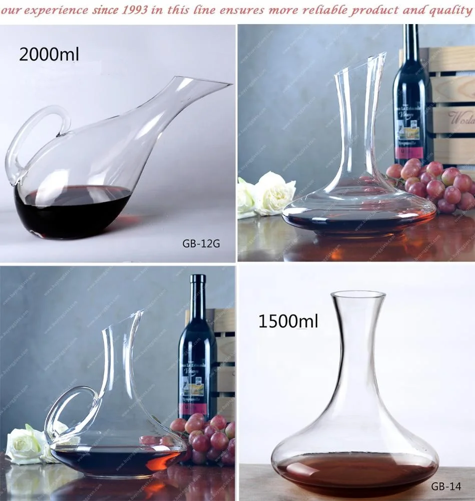 1.8L High Clear Hand Blown Lead Free Crystal Glass Wine Decanters