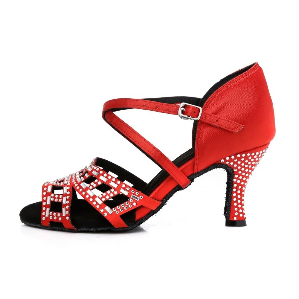 
 Туфли для бальных танцев L347, женские туфли из сатина и страз для латиноамериканских танцев  