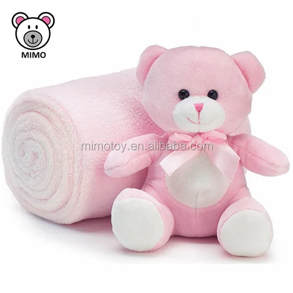 pink teddy bear fleece bedding