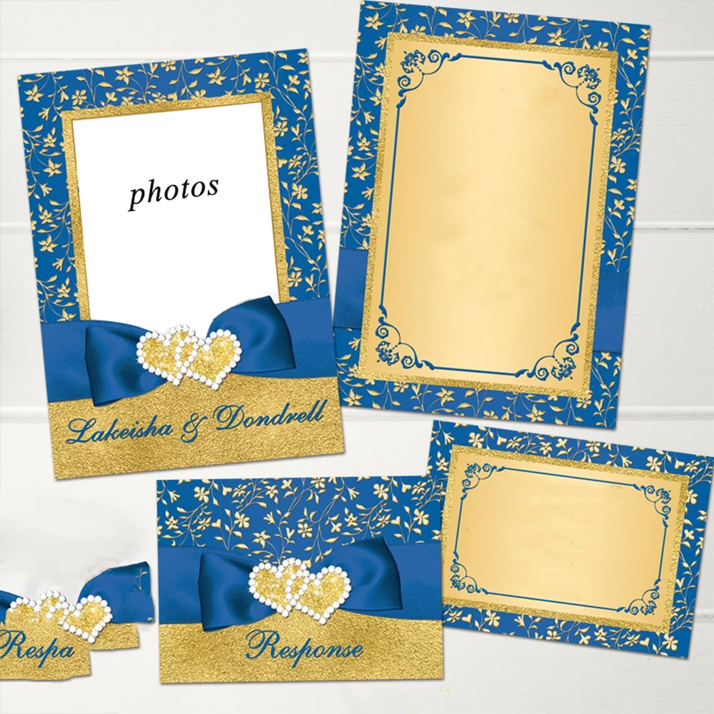 Beautiful Royal Blue Very Popular Custom Greet Invitations Korean Wedding Invitation Card Wedding