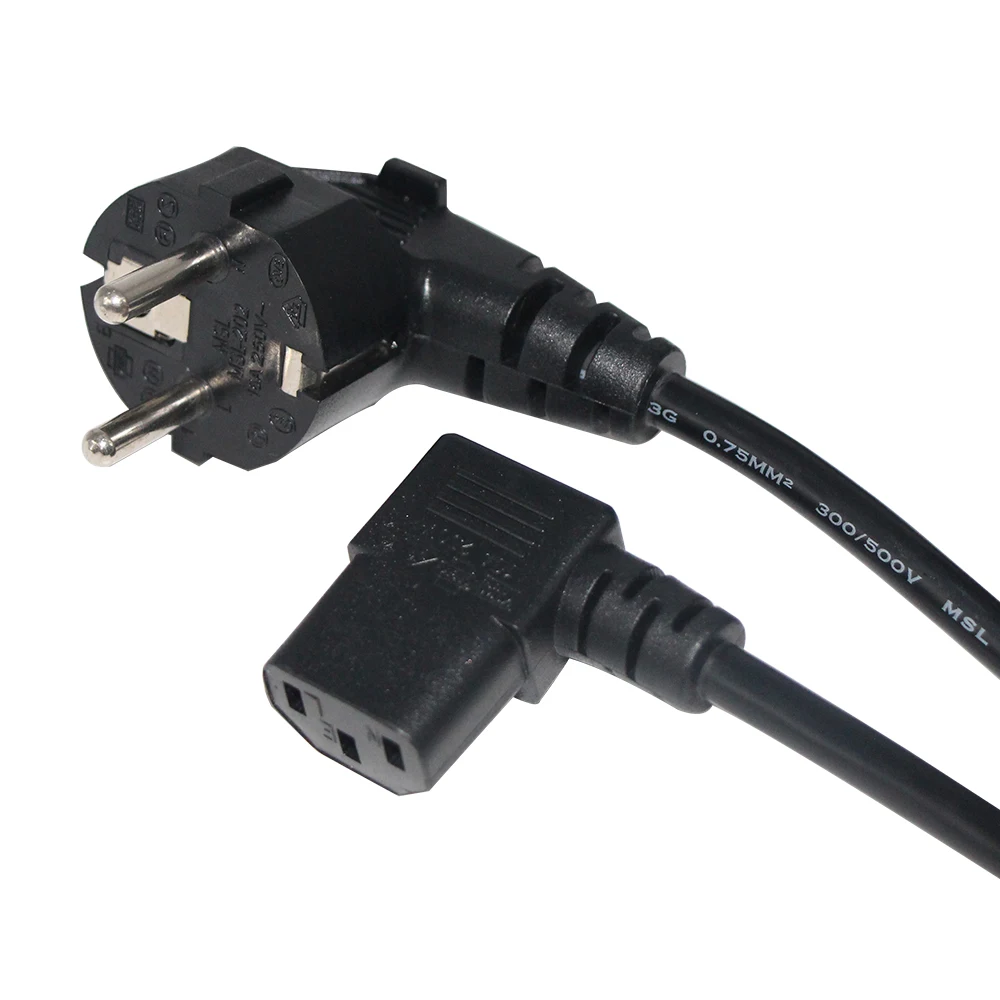 250v 3 Pin вилкой/корейский производитель кабелей VDE Европейского Schuko Cee 77 7/7 переменного тока Кабель-Удлинитель 16A 250V H05vv-F 3G2.5 90 градусов C13 прямоугольный шнур питания