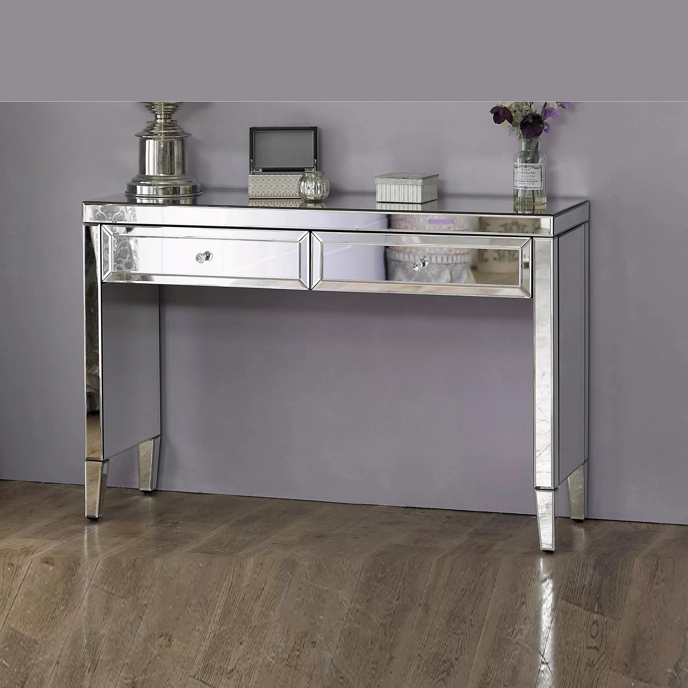 compact mirrored dressing table