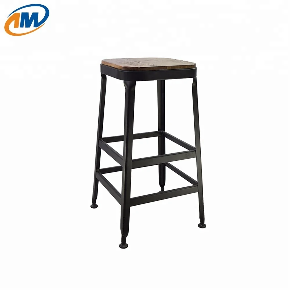 Sm W1065 Cafe Fashion Dining Chair Wooden Top Metal Bar Stool