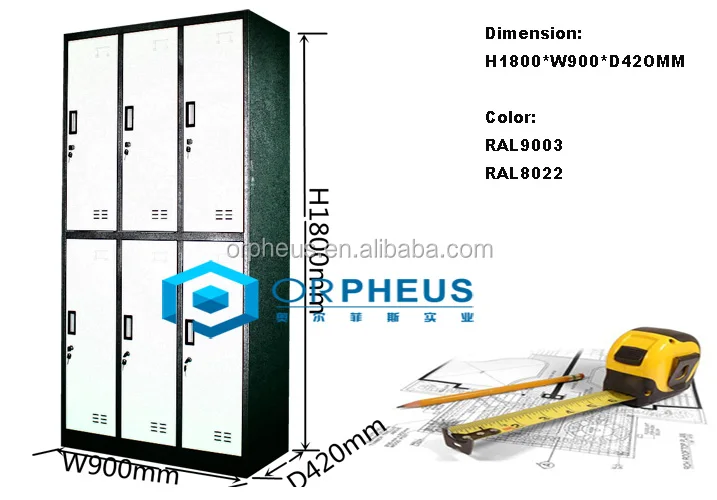 Indoor 6 Compartment Cosmetic Storage Cabinet Cheap Gym Metal Hair Salon Locker