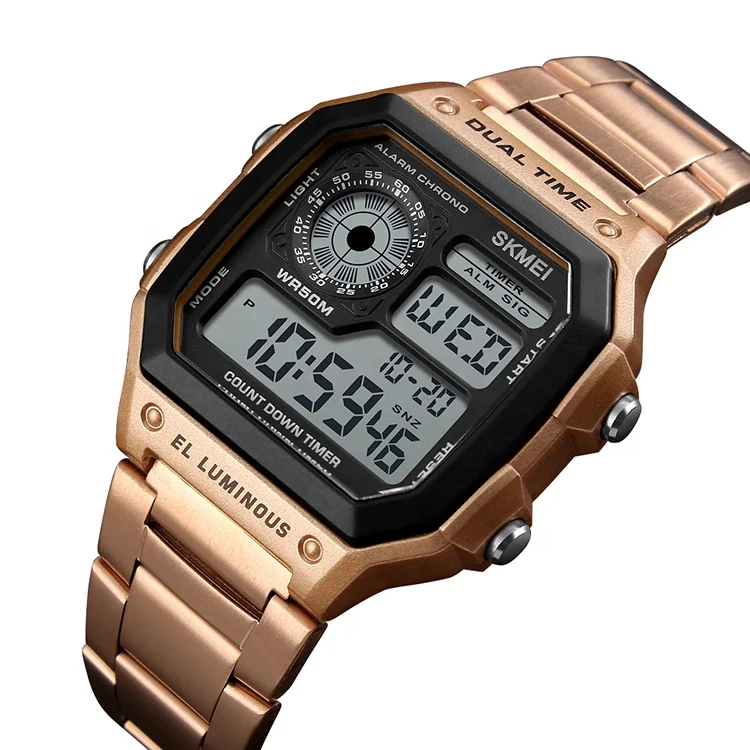 Free Shipping Skmei 1335 Gold Minimalist Digital Watch for Men