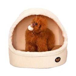 Luxury Dog Puppy Pet Bed & Accessories Plush Half Enclosed Cat Bed