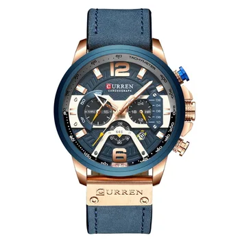 Free Shipping Curren Mens Watches Top Brand Luxury Chronograph Watch Leather Luxury Waterproof Sport Watch Men Male Wristwatch