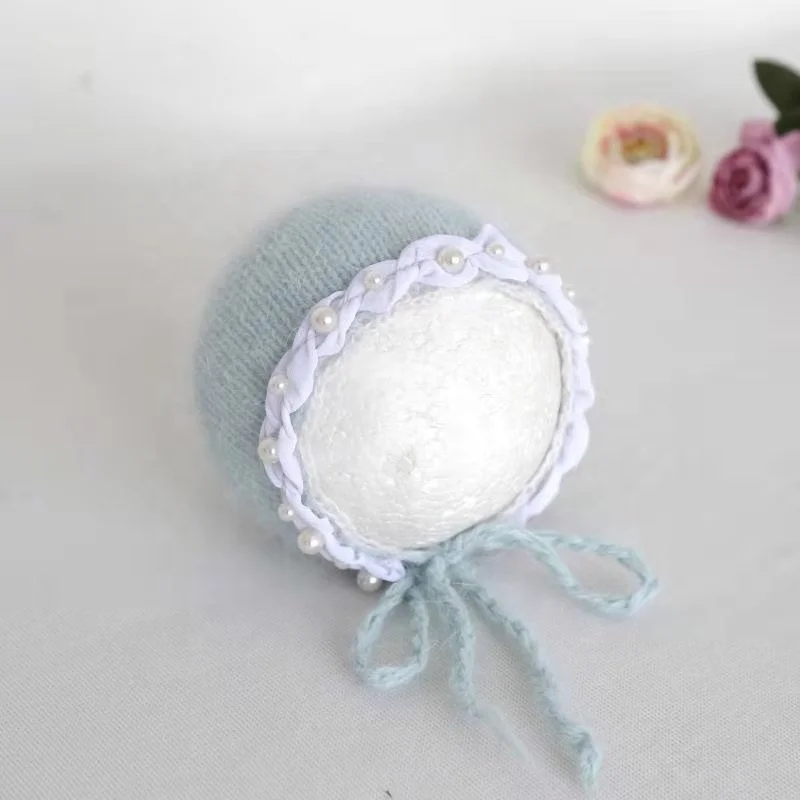 Ангорская шапка для новорожденных вязаная шапочка с начесом Серая маленьких мальчиков шапка-альпака детская фотографирования пушистая младенцев реквизит