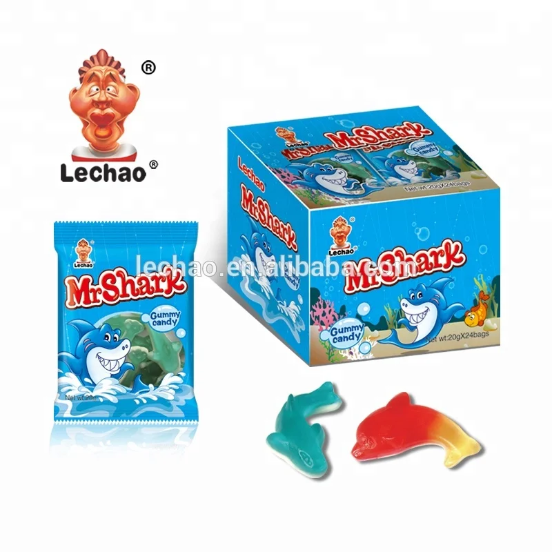 OEM Custom Animal Shape Fruit Gummy Shark Candy Confectionery Sweet Jelly Gummy Candies
