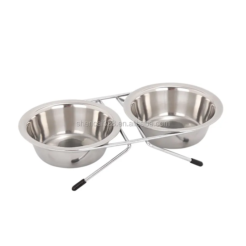 custom wrought iron pet feeder stand with two stainless steel bowls