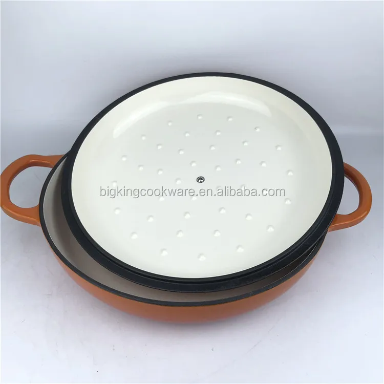 Эмалированная чугунная посуда 30 см неглубокая кастрюля для тушения