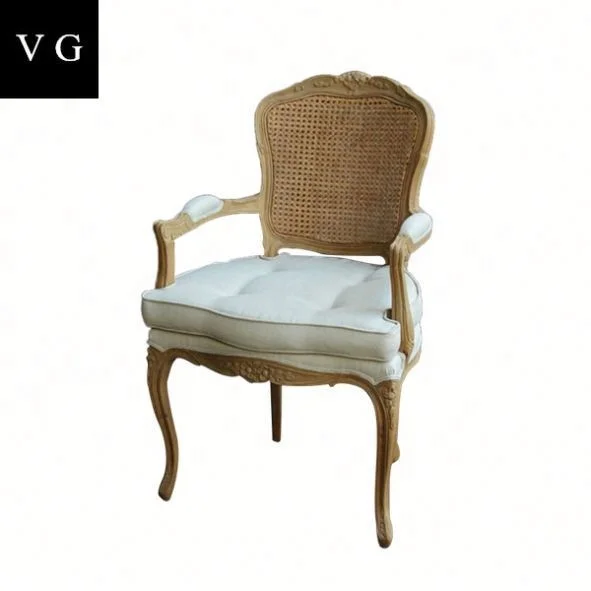 Европейский стиль столовая Античная резная деревянная королевская ткань обеденный стул