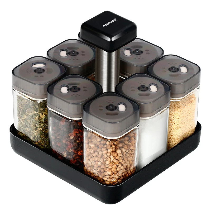 Improvements 9-piece Set of Nesting Spice Bottles with Revolving