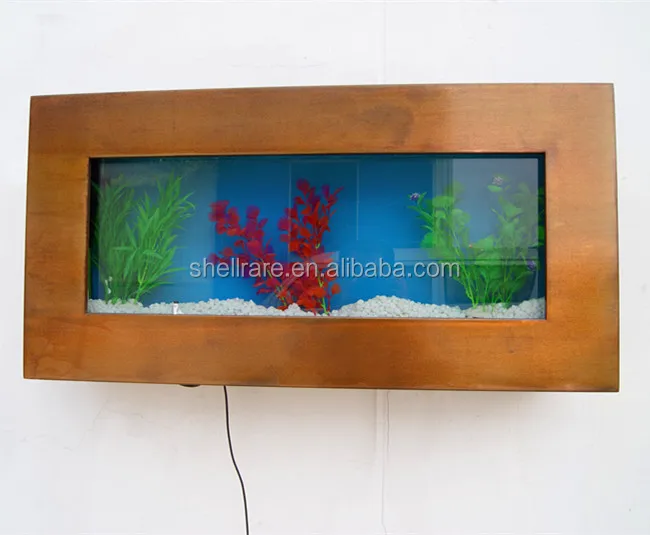 Knstliches Wandmontiertes Aquarium aus Edelstahl und Gehrtetem Glas