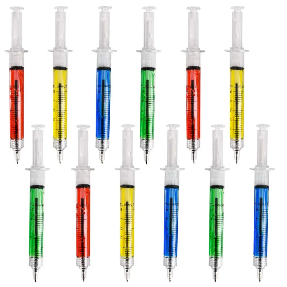 Syringe Pens - (Bulk Pack of 24) Retractable Fun Multi Color