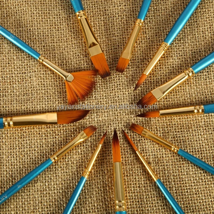 Сделано В Китае Профессиональный 12 шт./компл. Синтетический Нейлон Щетины Картина Кисти Художника для Студии