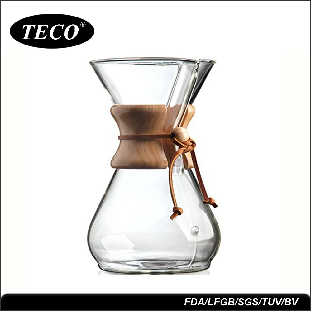 3 Cups Glass Coffee Dripper for Coffee Filter Dripper With Wooden Neck