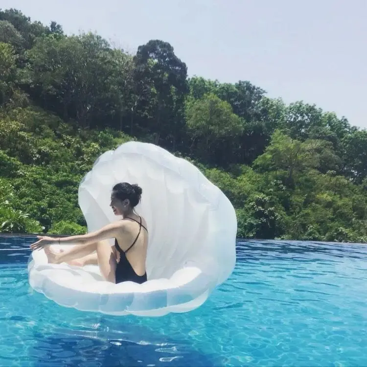 Customized Seashell Float Swimming Pool Giant Shell Rideable Inflatable Float Toy Raft Inflatable Adult Raft