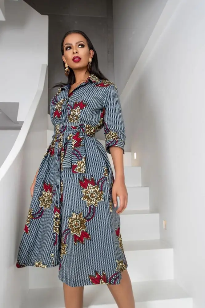 Ladies Kitenge Shirt Dress - Casual Wax Print Design for African Women |  Custom ODM & OEM Service | Plus Size Available