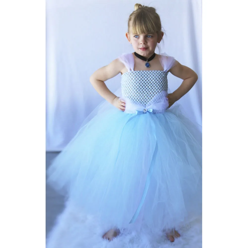 Cinderella Tutu font b dress b font Cinderella Costume Pretty Blue White Princess Handcrafted Girls Fashion