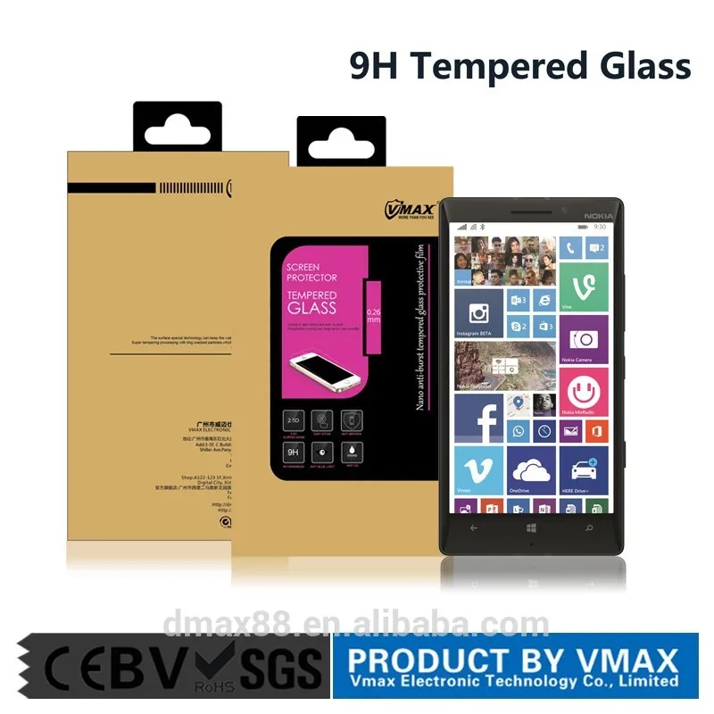 анти- взрыва отпечатков пальцев 8-9h царапина высокая закаленное стекло экрана протектор для nokia lumia 930