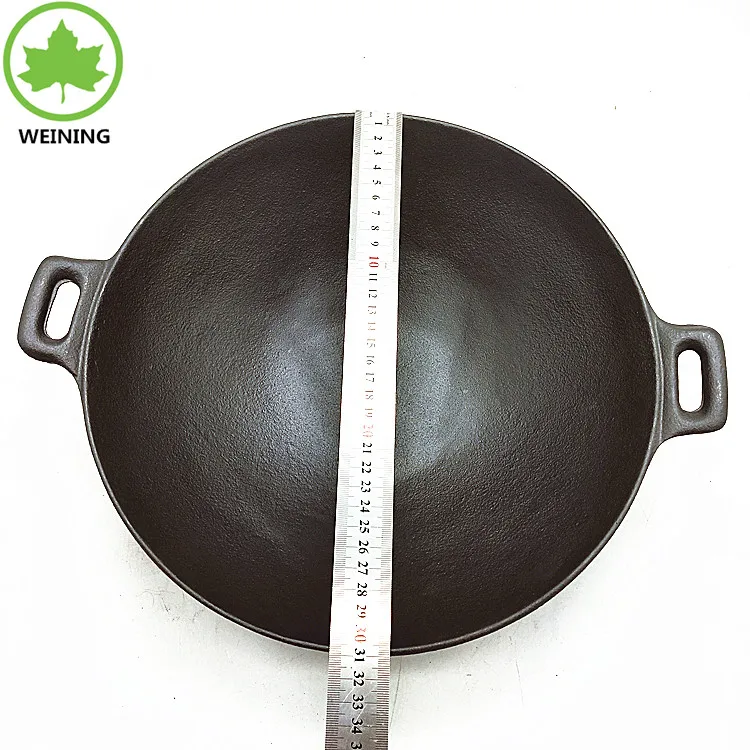 Asian Traditional Cookware Cast Iron Japanese Wok Korean Wok With Double Handles
