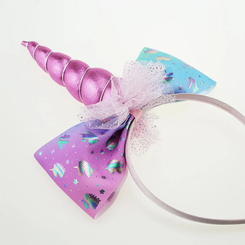 Kirin hair tie baby girl unicorn hair ring with bow elastic hair accessories girl purple