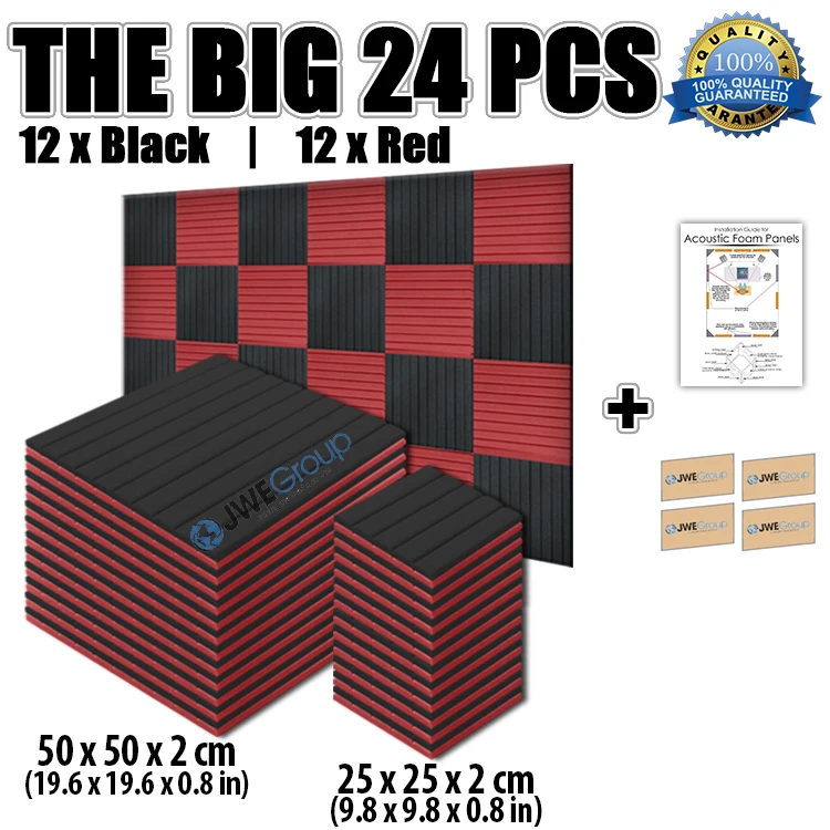 Udpakning Perpetual udredning New 24pcs Black And Red Bundle Flat Wedge Tiles Acoustic Panels Sound  Absorption Foam 50cm X 50cm X 2cm Kk1035 - Buy Acoustic Panels,Sound  Absorption,Sound Proof Product on Alibaba.com