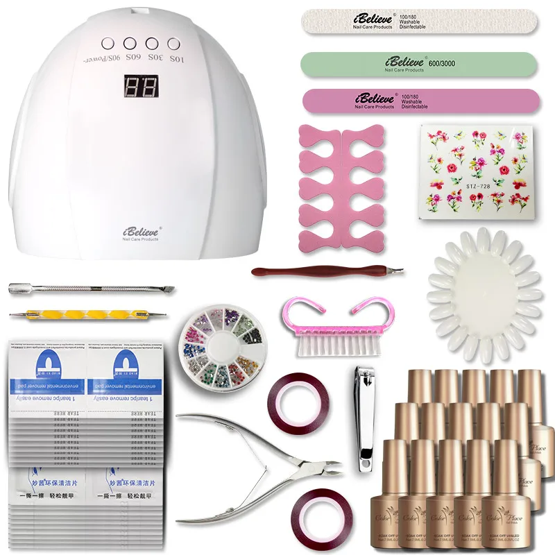 Профессиональная лампа для ногтей набор УФ-гель-лаков инструменты и оборудование для дизайна ногтей набор инструментов для маникюра