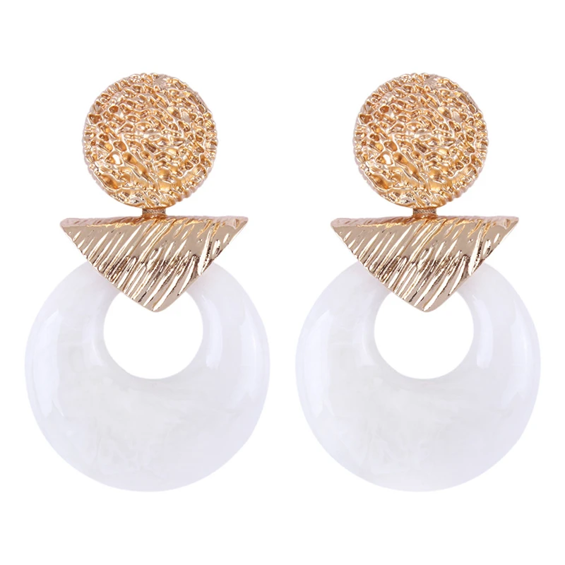 Women Statement Jewelry Navy Blue Acrylic Earrings Gold Plated Hoop Earrings