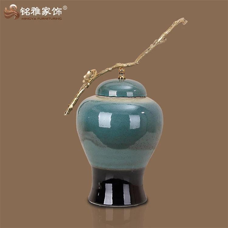 Китайский античный домашний декор, фарфоровая глазурованная ваза с крышкой