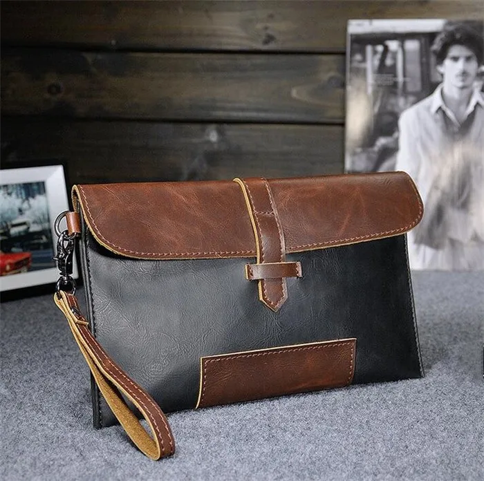 Wholesale Korean vintage business oversized pu leather briefcase envelope clutch  bag for men From m.