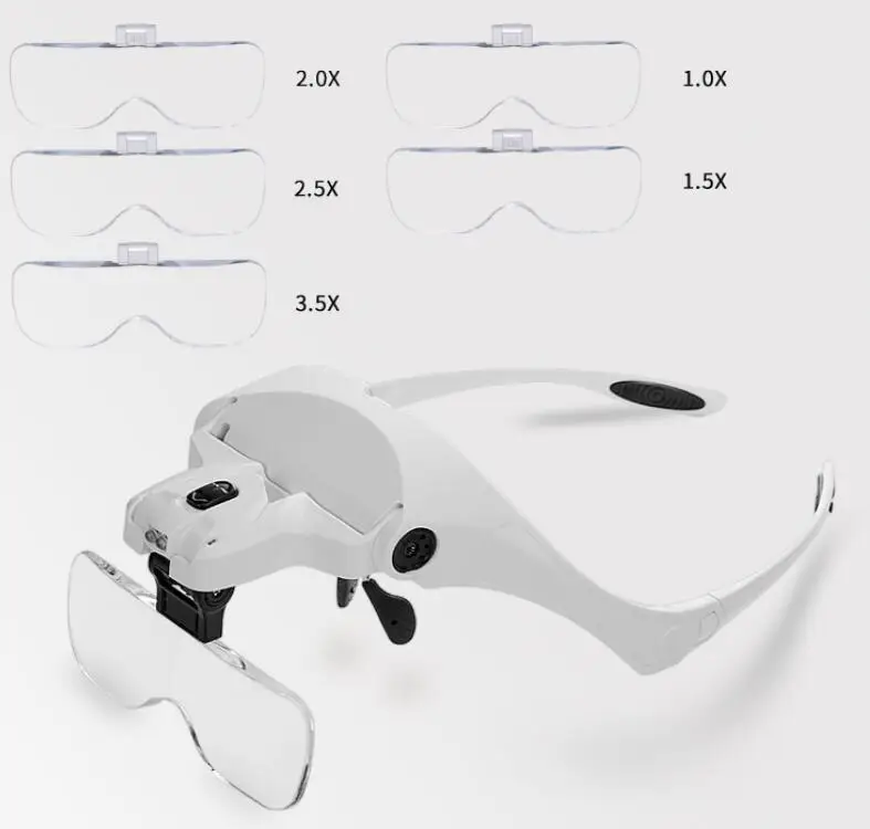 
 Сменное увеличительное стекло со светодиодной подсветкой, сменные линзы, увеличительное стекло для наращивания ресниц, белое увеличительное стекло на голову  