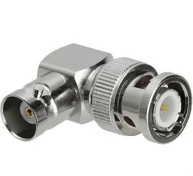 50 Ohm BNC Male Right Angle to Female Coaxial Cable Adapter Connector