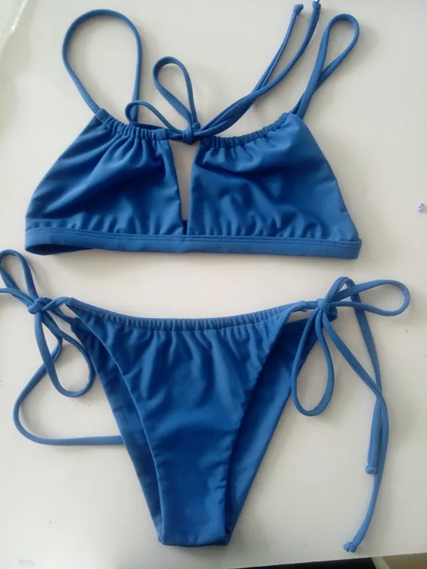 OEM Custom Design Women Italian  Fabric Bikini Front String Brazilian Thong Bikini  in Bulk