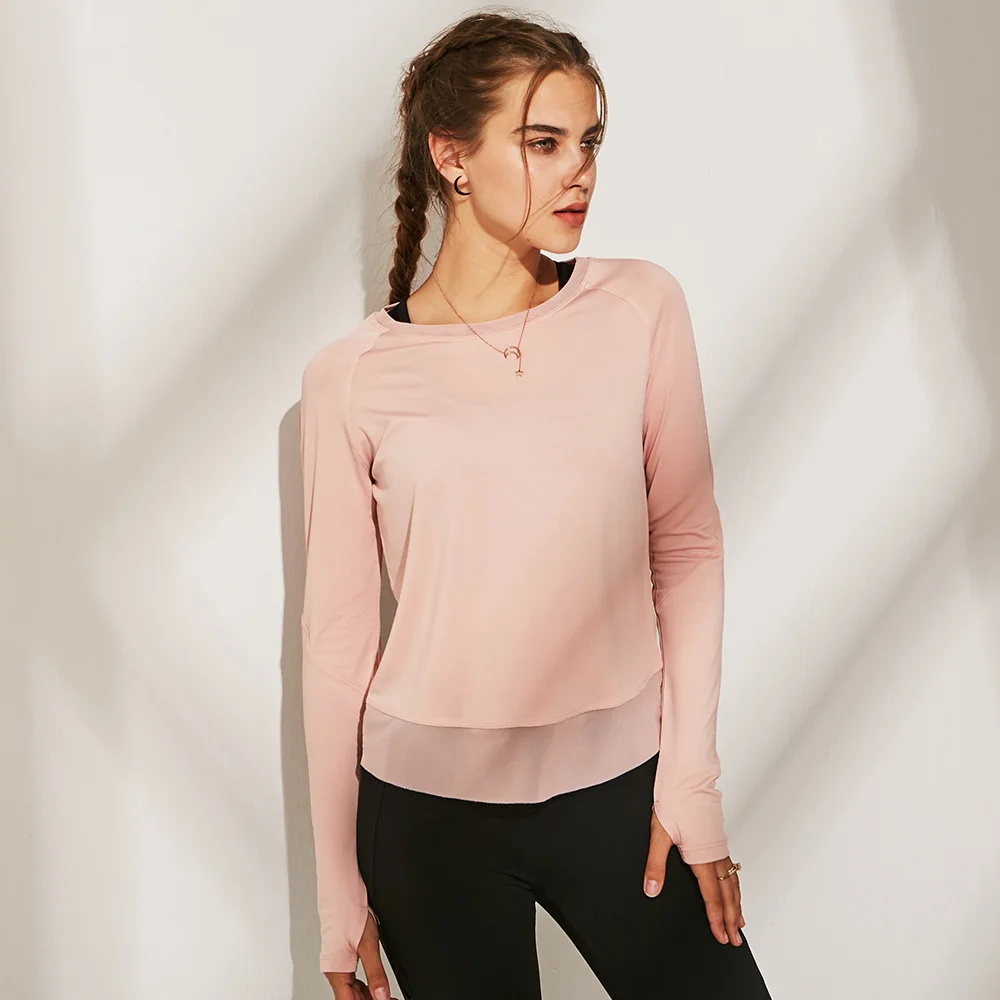 Women Long Sleeve Mesh Back Yoga 