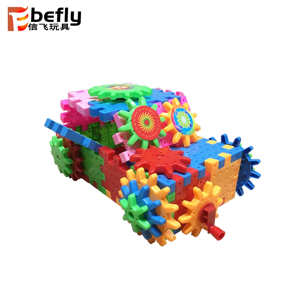 DIY Plastic Gears Building Blocks Funny Bricks with Track Car Toys
