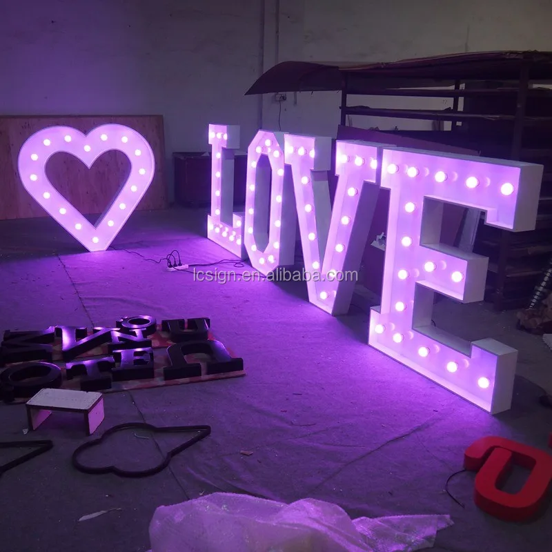 
Factory supplier waterproof Illuminated Sign 4ft giant love letters marquee Led Light Up lights 