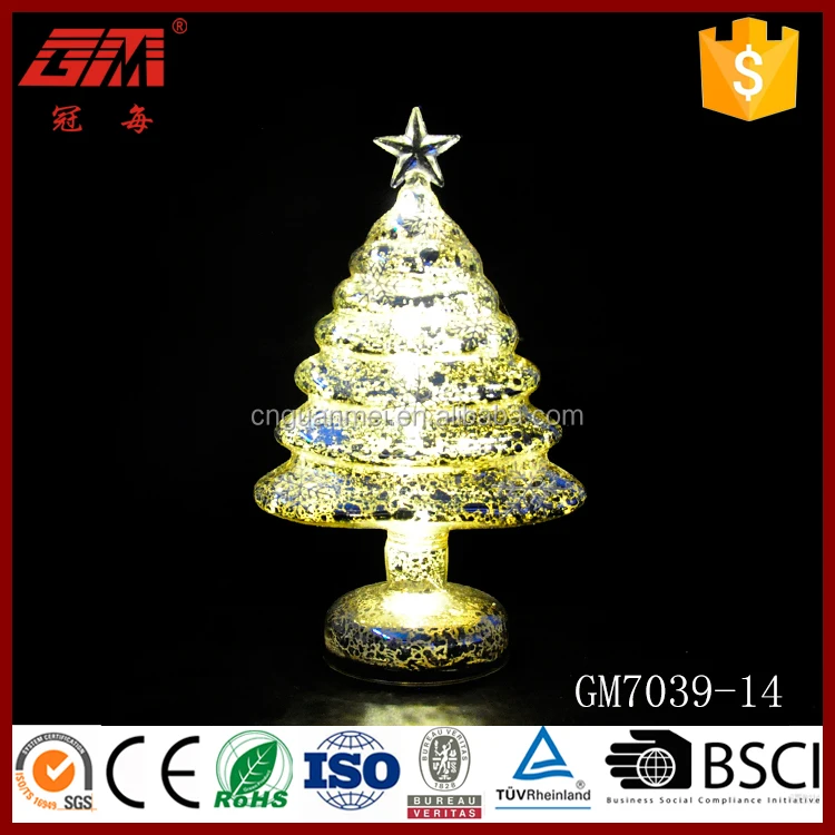 Hot sale glass christmas tree with ornaments christmas tree decoration item manufacture