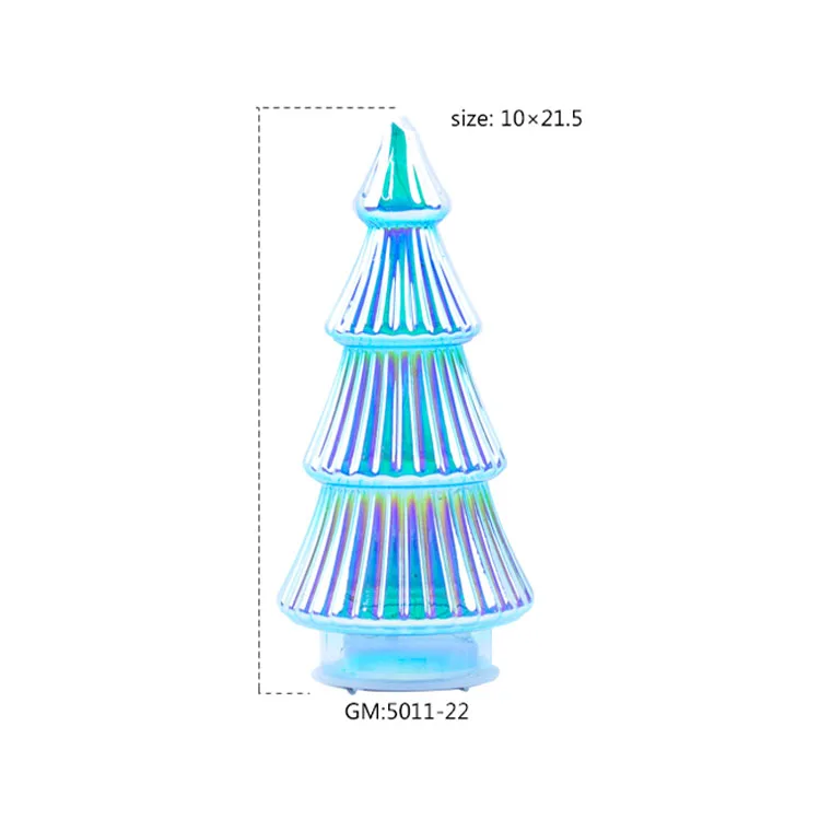 Custom Shape Glass Small Gold Christmas Tree Figurine Ornaments With Led Lights details