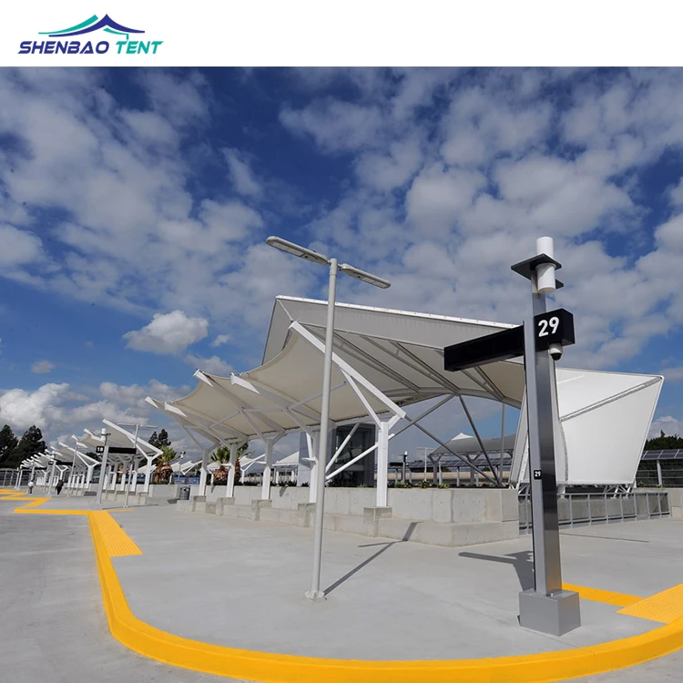 PVDF Tensile Membrane Structure Shades for Bus Station and Car Parking