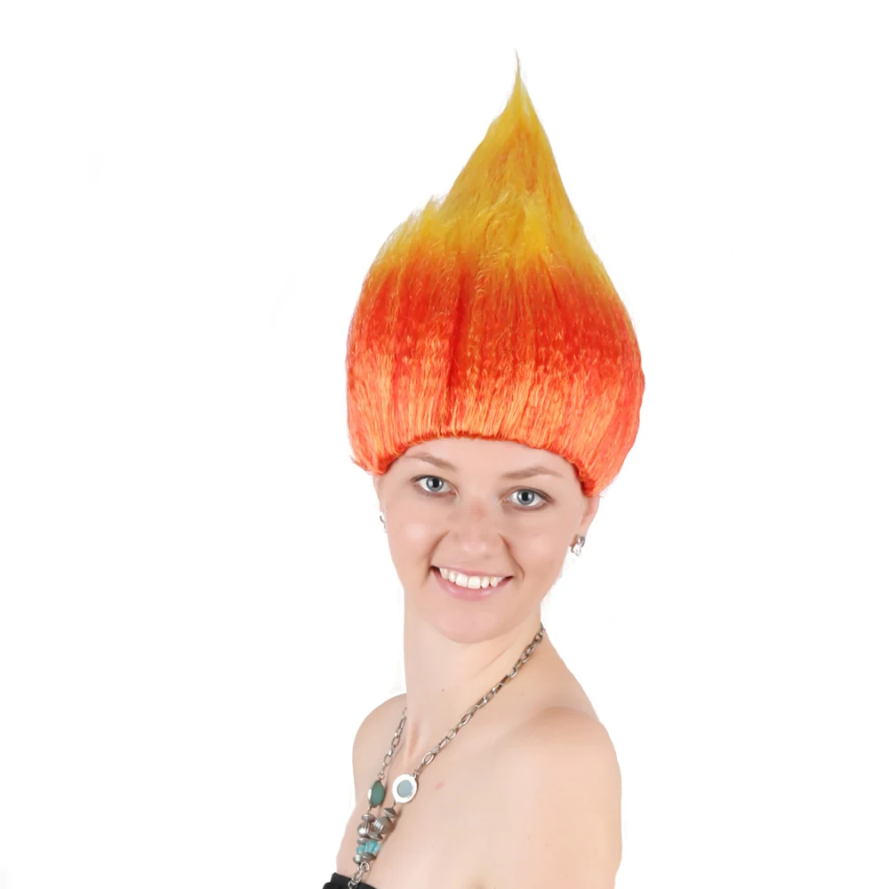 Дешевый красочный парик-тролль, модные карнавальные синтетические парики для вечеринок