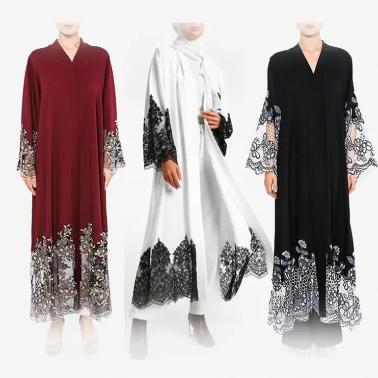 2019 Latest Burqa Designs Muslim Girls Prom Dress Sexy Photo Front Open Abaya