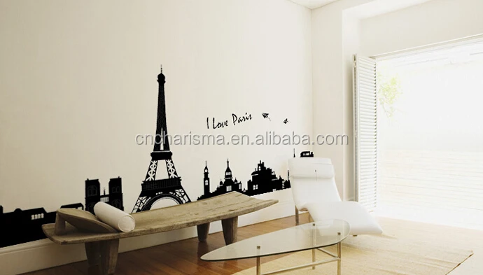 Eiffel Tower Design Customized Pvc Decals Decoration Home Decorative Wall Stickers