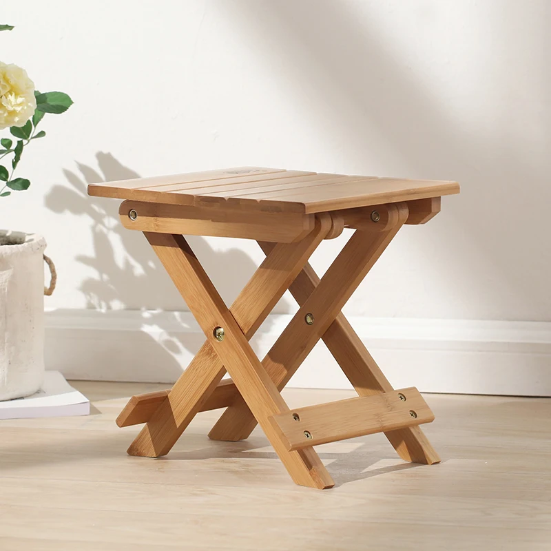 Детский стул из бамбука, маленький квадратный стул из твердой древесины, скамейка для отдыха