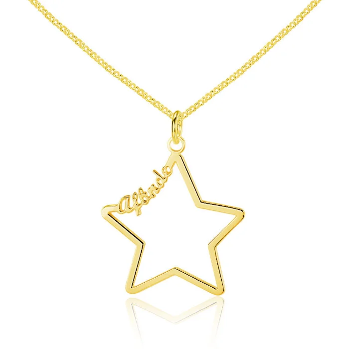 Gold Color Hollow Star Nameplate 