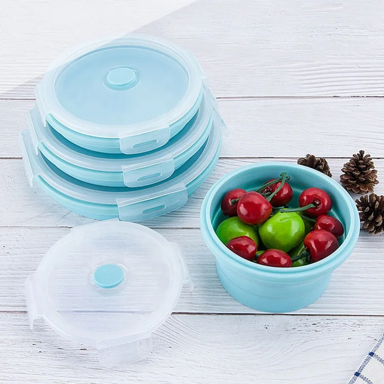 Prep Storage Bowls with Lids Silicone Collapsible Food Storage Container Silicone Lunch Boxes