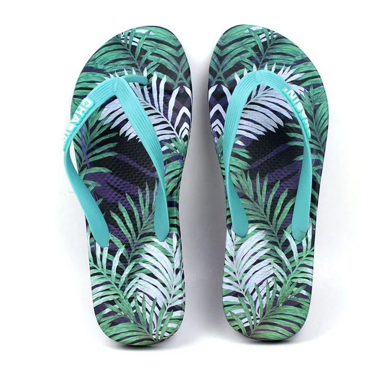 PE Palm Tree Printing Summer Beach Slippers for Men - China Flip